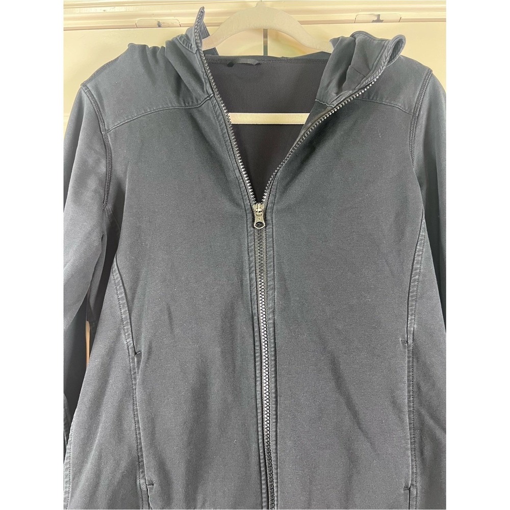 Lululemon Full Zip Hooded Jacket Black Gray Vented Back Fleece Hoodie Size 4 - Picture 3 of 8